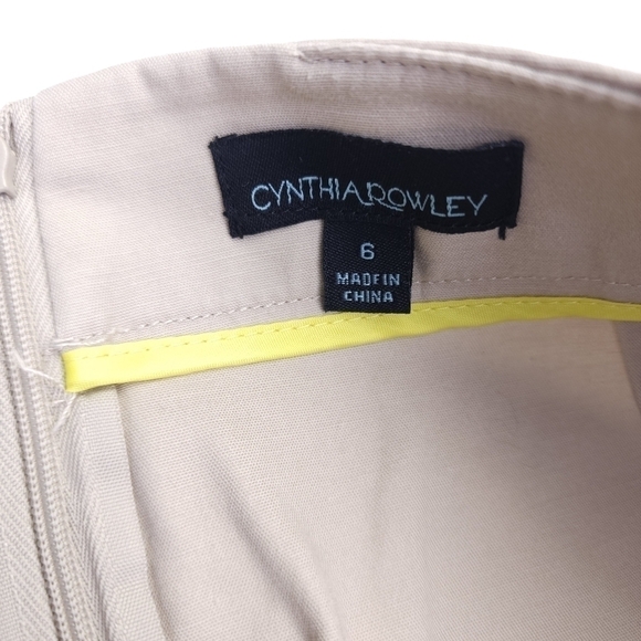 Cynthia Rowley Beige Lime Detailing Sz 6 - Picture 4 of 8